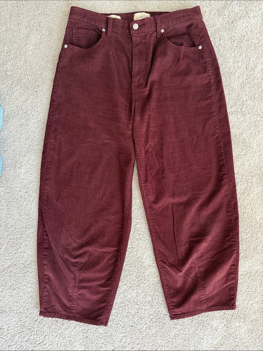 Universal Thread High-Rise Wide-Leg Corduroy Pants in Burgundy